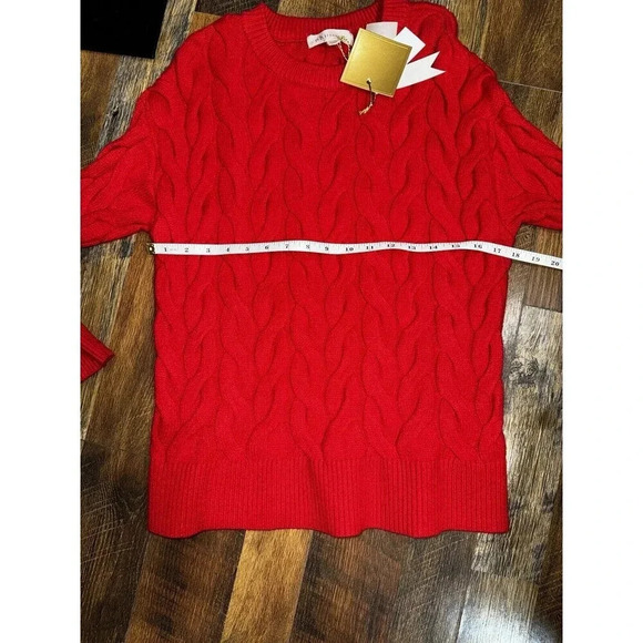 NEW Philosophy Womens Sweater Plus Size XS RED Viscose Blend Chunky Knit Crew - Picture 9 of 10